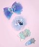 Yellow Bee Disney Frozen Featuring Set Of 4 Elsa & Anna Bow Applique Detailed Hair Accessory Set - Blue