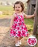 Doodle Poodle 100% Cotton Knit Sleeveless Floral Printed Frock With Bloomer - Pink