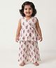 Baby Moo Cotton Woven Sleeveless Floral Printed Coordinating Top & Pants Set - White