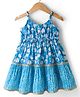 Babyhug Cambric Woven Sleeveless Ethnic Dress With Floral Print - Blue
