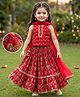 Babyhug Cambric Woven Sleeveless Floral Printed Choli & Lehenga Set With Dupatta & Lace Detailing -Maroon