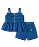 Babyoye Denim Woven Sleeveless Top & Shorts Set With Button Detailing - Navy Blue