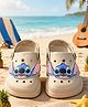 Yellow Bee Disney Featuring Lilo & Stitch Character Applique Detailed Perforated Slingback Clogs - Beige
