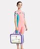 Little Surprise Box Spandex Half Sleeves Dive & Sail Text Printed Swimsuit With Free Washbag - Pink