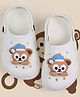 Yellow Bee Teddy Bear Applique Detailed Perforated Slingback Clogs - White