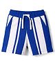 UCB Cotton Knit Knee Length Vertical Stripeed Shorts - Blue
