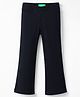 UCB Cotton Elastane Knit Full Length Solid Rib Bootcut Leggings - Black