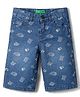 UCB Cotton Woven Knee Length Shorts with Basketball Print - Blue