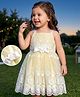 Babyoye Cotton Woven Sleeveless Party Dress with Lace Embroidery & Bow Applique - Yellow