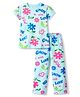 Doreme Single Jersey Knit Half Sleeves Top & Joggers Co-ord Set with Floral Print - Blue