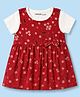 Doreme Cotton Knit Floral Printed Frock With Inner Tee - Rust Orange