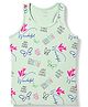 Doreme Sinker Knit Sleeveless Text & Butterfly Printed Tank T-Shirt - Light Green