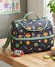 HOOM Kids Insulated Lunch Bag With Aluminium Foil Thermal Lining Double Compartment With Space Galaxy Print - Blue