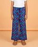 Kiddopanti Cotton Knit Floral Printed Pajama - Royal Blue