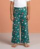 Kiddopanti Cotton Knit Floral Printed Pajama - Forest Green