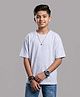 Kiddopanti Cotton Knit Half Sleeves Solid Tee - White Melange