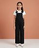 Kiddopanti Denim Woven Sleeveless Bow Applique Detailed Dungaree - Black