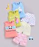 blushh berry 100% Cotton Knit Sleeveless Pack Of 3 Rabbit Ice Cream And Bunny Printed Tee With Shorts Set - Blue,Green,Pink