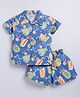 Snuggly MONKEY Poplin Woven Half Sleeves Fruits Printed Coordinating Shirt & Shorts Sets - Royal Blue