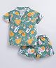 Snuggly MONKEY Poplin Woven Half Sleeves Fruits Printed Coordinating Shirt & Shorts Sets - Olive Green