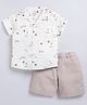 Snuggly MONKEY Poplin Woven Half Sleeves Vehicles Printed Shirt & Shorts Sets - Light Brown