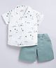 Snuggly MONKEY Poplin Woven Half Sleeves Vehicles Printed Shirt & Shorts Sets - Light Green