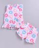 Snuggly MONKEY Poplin Woven Sleeveless Floral Printed Frill Detailed Coordinating Top & Shorts Set - Pink