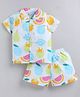 Snuggly MONKEY Poplin Woven Half Sleeves Fruits Printed Coordinating Shirt & Shorts Sets - Sky Blue