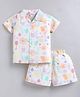 Snuggly MONKEY Poplin Woven Half Sleeves Sun & Leaves Printed Shirt & Shorts Set - Light Yellow