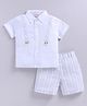 Snuggly MONKEY 100% Muslin Woven Half Sleeves Bear Applique Detailed Shirt & Shorts Set - Blue