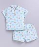 Snuggly MONKEY Muslin Woven Half Sleeves Animals Printed Coordinating Tee & Shorts Sets - Mint