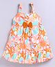Snuggly MONKEY Poplin Woven Sleeveless Floral Printed Dress - Orange