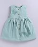 Snuggly MONKEY Textile Woven Sleeveless Butterfly Embroidered Dress - Sea Green