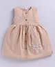 Snuggly MONKEY Textile Woven Sleeveless Butterfly Embroidered Dress - Light Brown