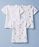 Pink Rabbit Sinker Knit Half Sleeves Jhablas With Elephant Boat & Puppy Print Pack of 3 - White