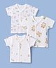 Pink Rabbit Sinker Knit Half Sleeves Jhablas With Teddy Paracute & Turtle Print Pack of 3 - White