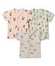 Pink Rabbit Sinker Knit Half Sleeves Jhablas Bunny Elephant & Lion Print Pack of 3 - Multicolor