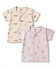 Pink Rabbit Sinker Knit Half Sleeves Jhablas With Teddy & Helicopter Print Pack of 2 - Multicolor