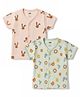 Pink Rabbit Sinker Knit Half Sleeves Jhablas With Bunny & Lion Print Pack of 2 - Multicolor