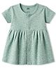 Pink Rabbit Interlock Knit Half Sleeves Floral Printed Frock - Light Green