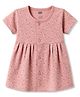 Pink Rabbit Interlock Knit Half Sleeves Floral Printed Frock - Pink