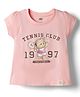 Pink Rabbit Sinker Knit Half Sleeves Sports Theme Printed Top - Pink