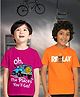 NUSYL Cotton Blend Knit Pack Of 2 Half Sleeves Jeep & Teddy  Printed Tees - Dark Pink & Orange