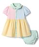 ToffyHouse Cotton Woven Frocks with Bloomer/Short Half Sleeves Multi Color 18-24 Months