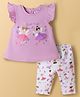 ToffyHouse Knitted Half Sleeves Top & Pant With Fairy Print - Mauve