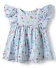 ToffyHouse Cotton Woven One Piece Dresses/Frocks Half Sleeves All Over Print Light Blue 9-12 Months