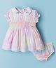 ToffyHouse Cotton Woven Frocks with Bloomer/Short Half Sleeves Peter Pan Collar Embroidered Multi Color 0-1 Month