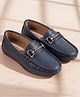 Pine Kids Solid Colour Formal & Party Wear Loafers with Metal Applique - Blue