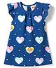 Babyhug Cotton Knit Half Sleeves Bunny & Hearts Printed Nighty - Navy Blue