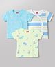 Babyhug Interlock Knit Half Sleeves Striped & Boat Printed Jhablas Pack of 3 - Light Blue & Light Green